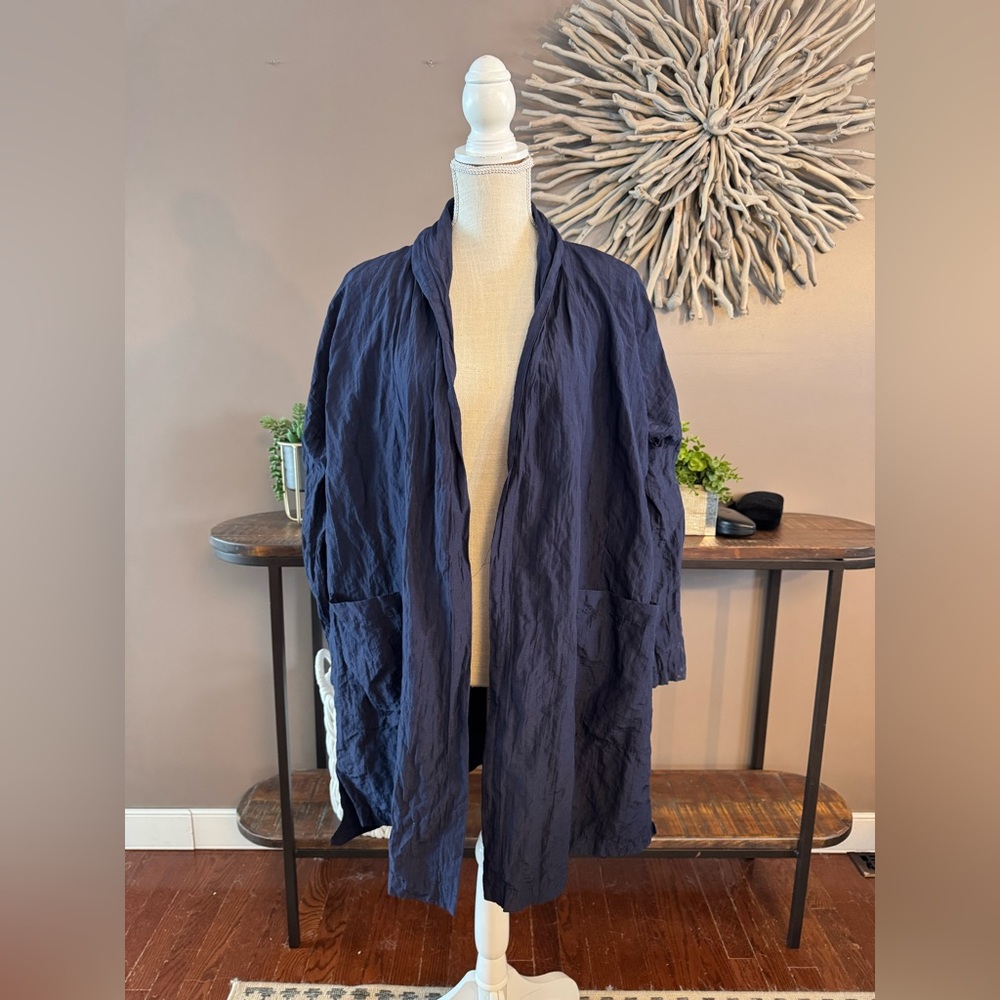 Eileen Fisher lightweight navy blue jacket/cardigan